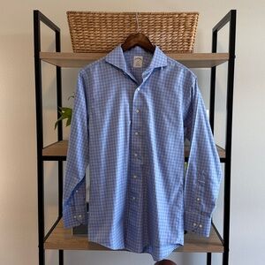 Brooks Brothers No Iron Cotton Plaid Button Down Collar Dress Shirt, 15 2/3